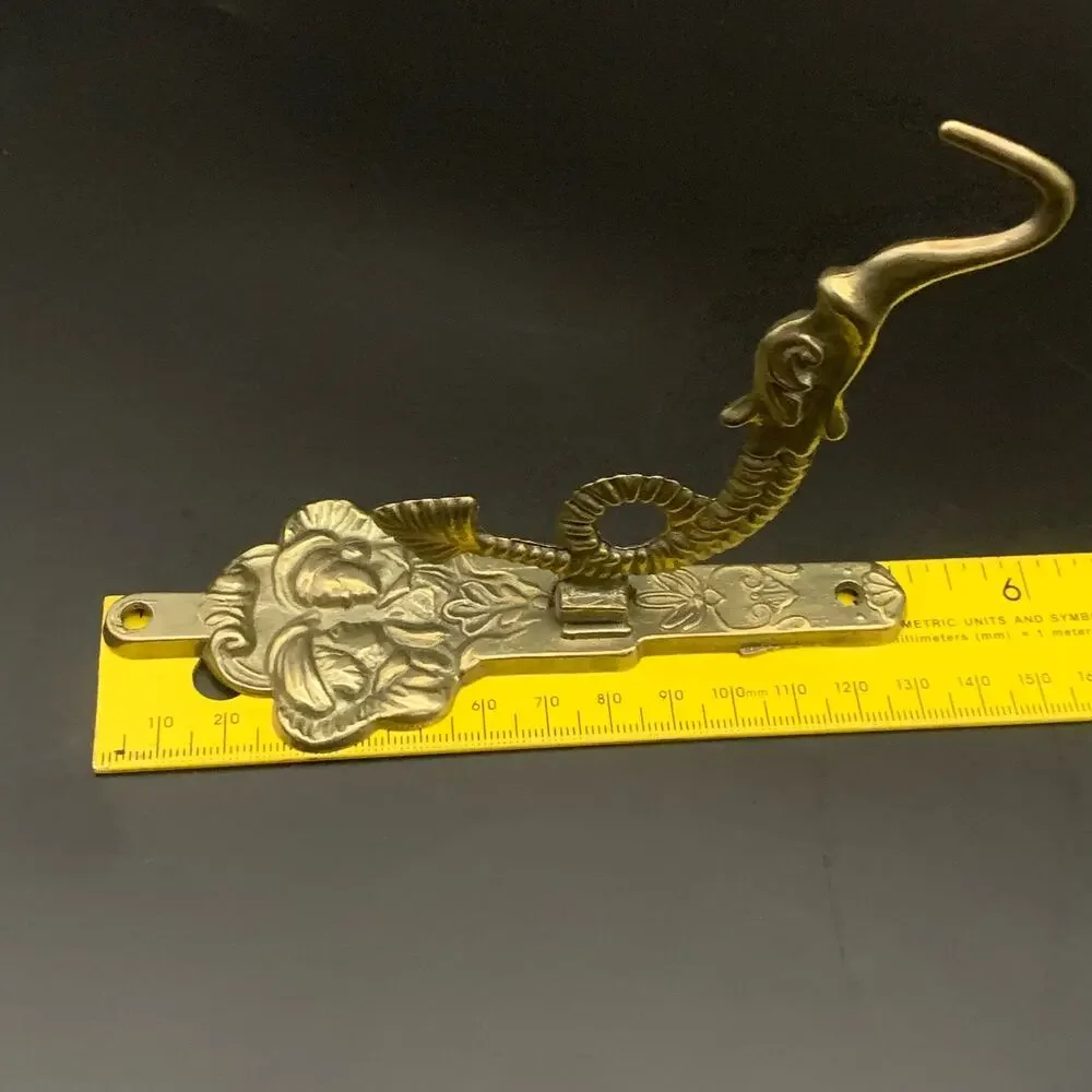 Vintage French Bronze Serpent Dragon Fish Wall Hook